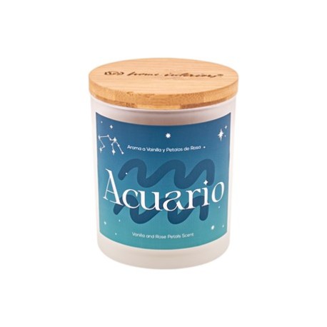 Vela Acuario -Aroma a Vainilla y Pétalos de Rosa